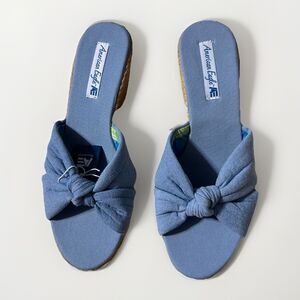 American Eagle Blue Noelle Wedge Women 10 Sandals Boho Chic Y2K 2000'S Hippie